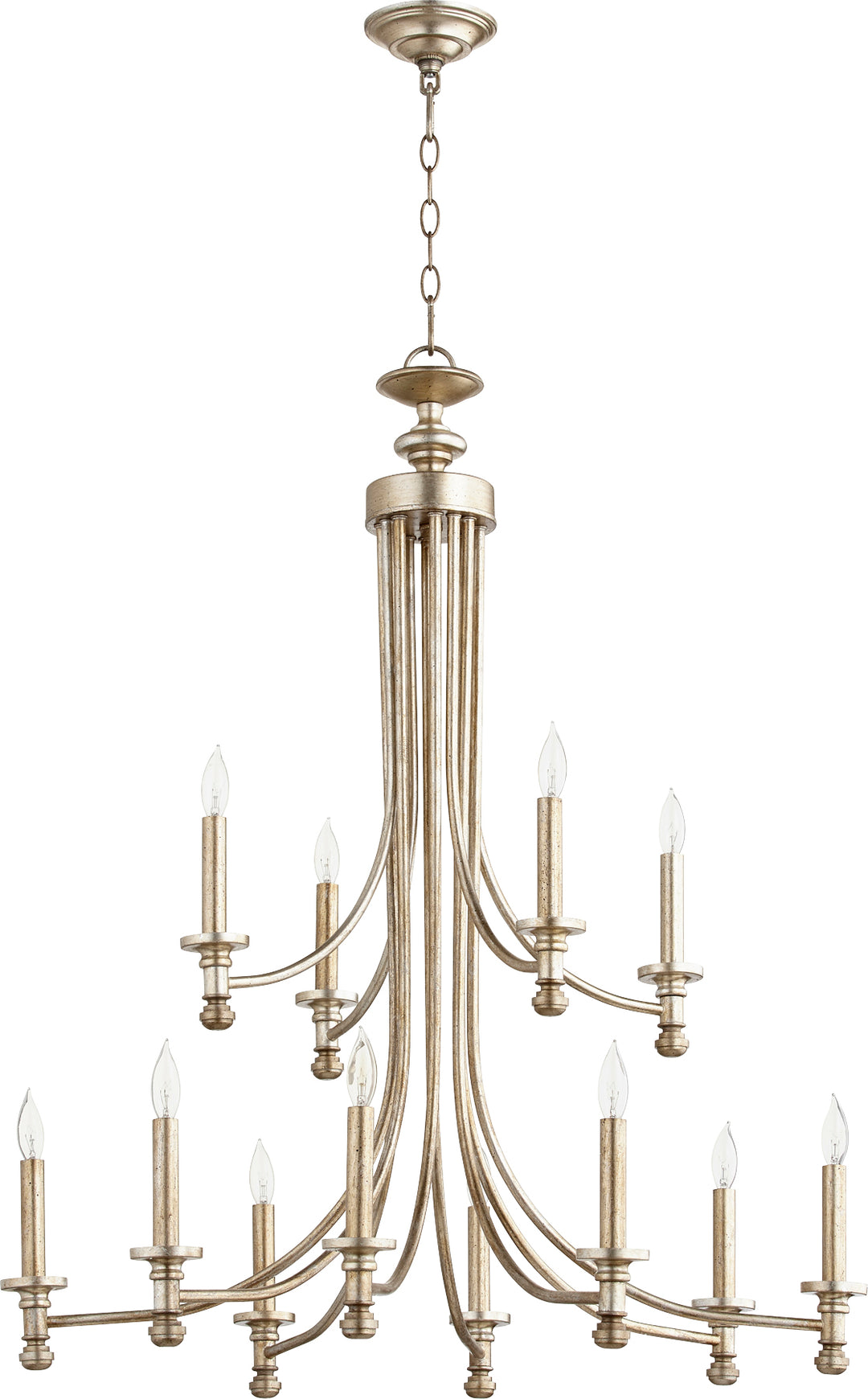 Rossington 12 Light Chandelier - Aged Silver Leaf