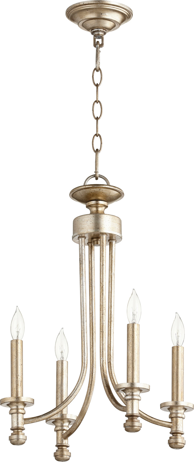 Rossington 4 Light Chandelier - Aged Silver Leaf