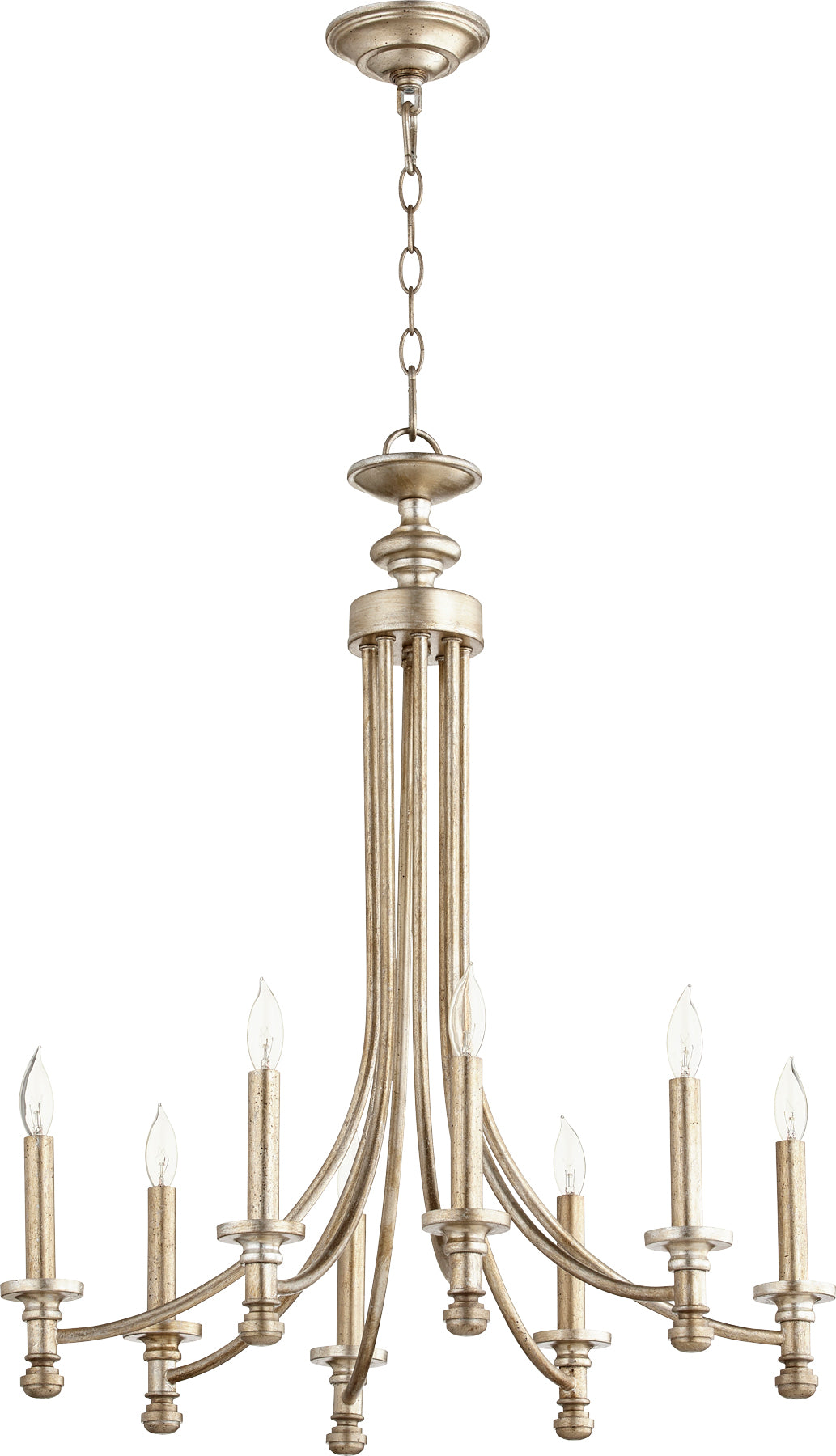 Rossington 8 Light Chandelier - Aged Silver Leaf