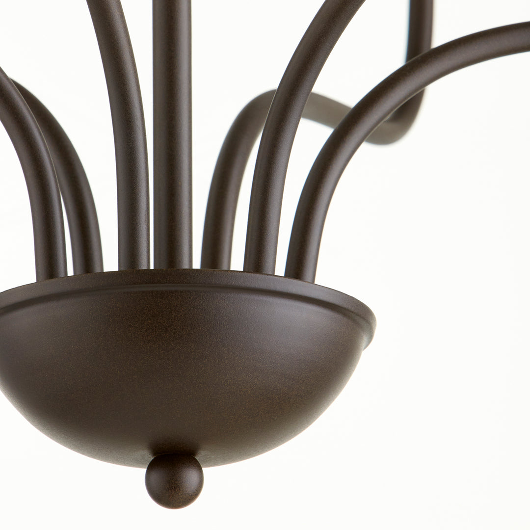 6 Light Stn Opal Chandelier - Oiled Bronze