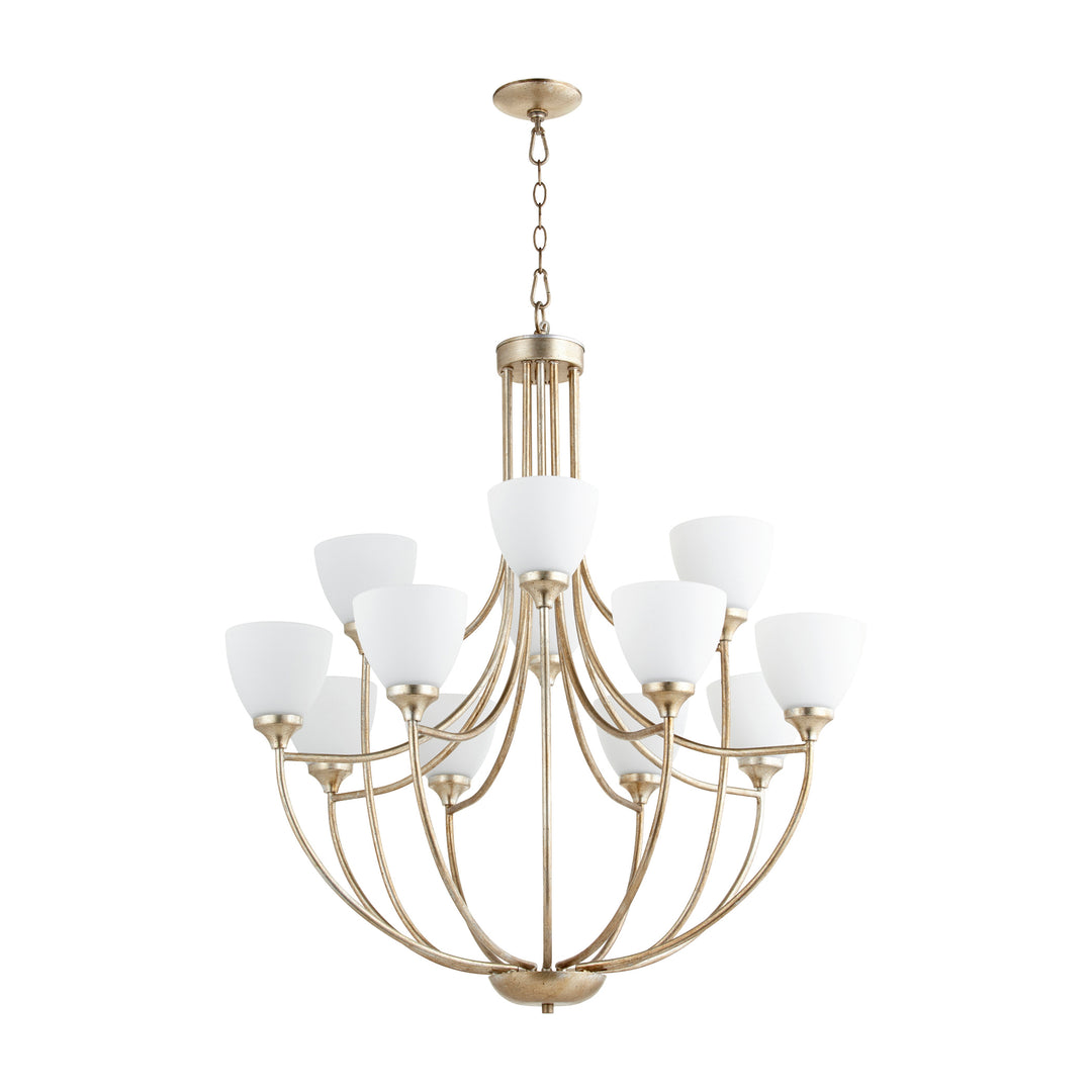 ENCLAVE 12 Light Chandelier - Aged Silver Leaf