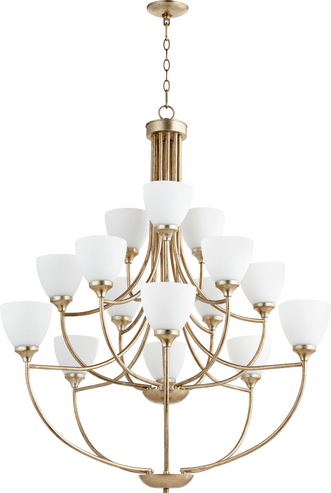 Enclave 15 Light Chandelier - Aged Silver Leaf