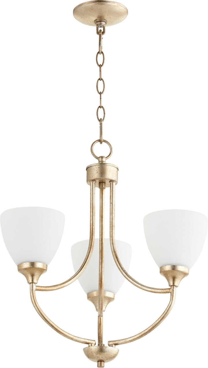 Enclave 3 Light Chandelier - Aged Silver Leaf