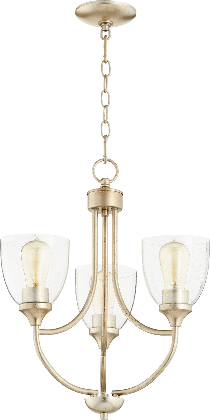 Enclave 3 Light Chandelier - Aged Silver Leaf