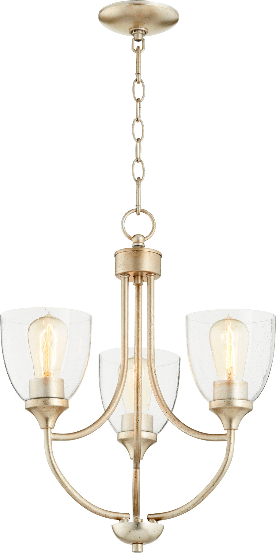 Enclave 3 Light Chandelier - Aged Silver Leaf