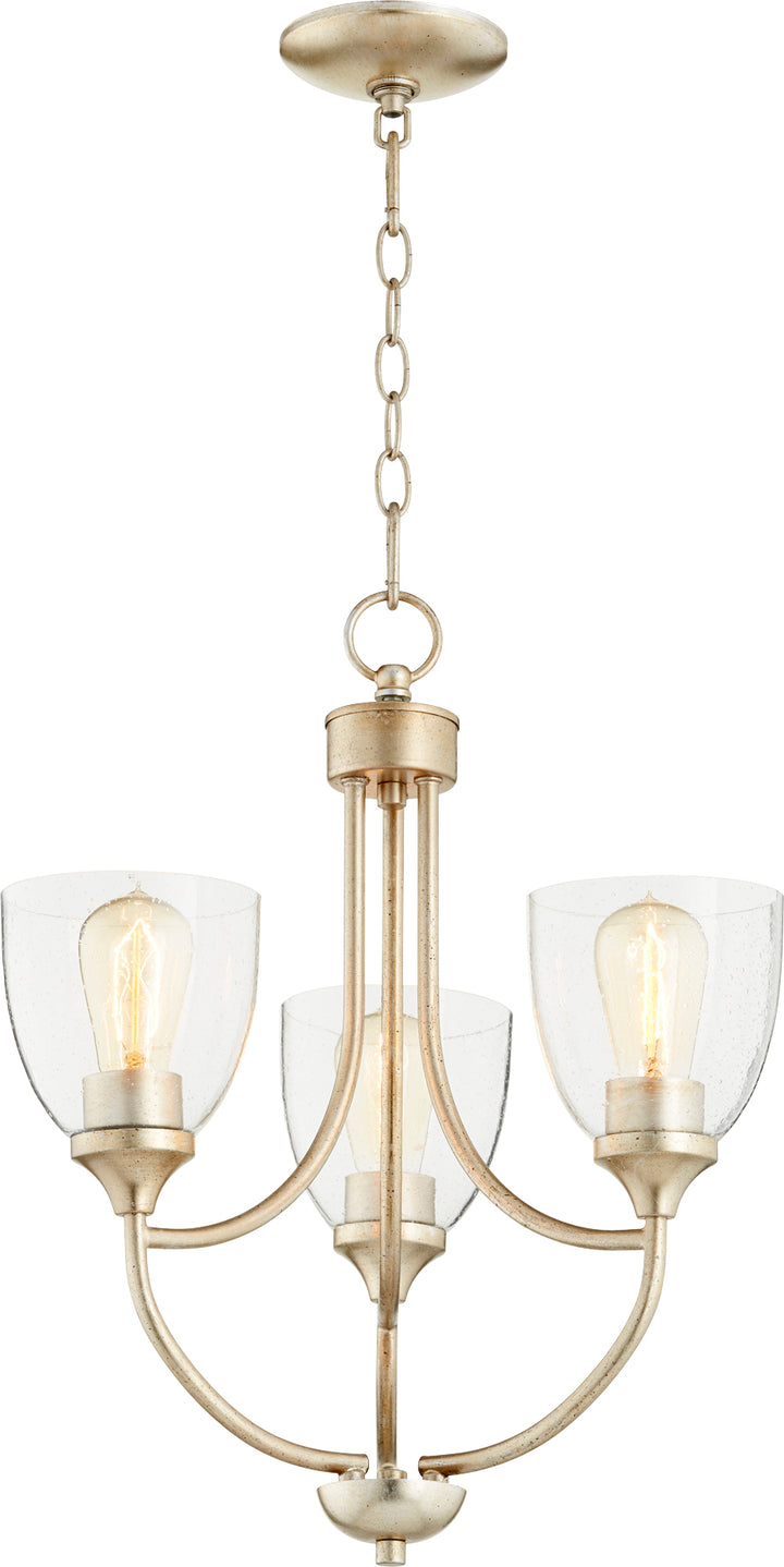 Enclave 3 Light Chandelier - Aged Silver Leaf