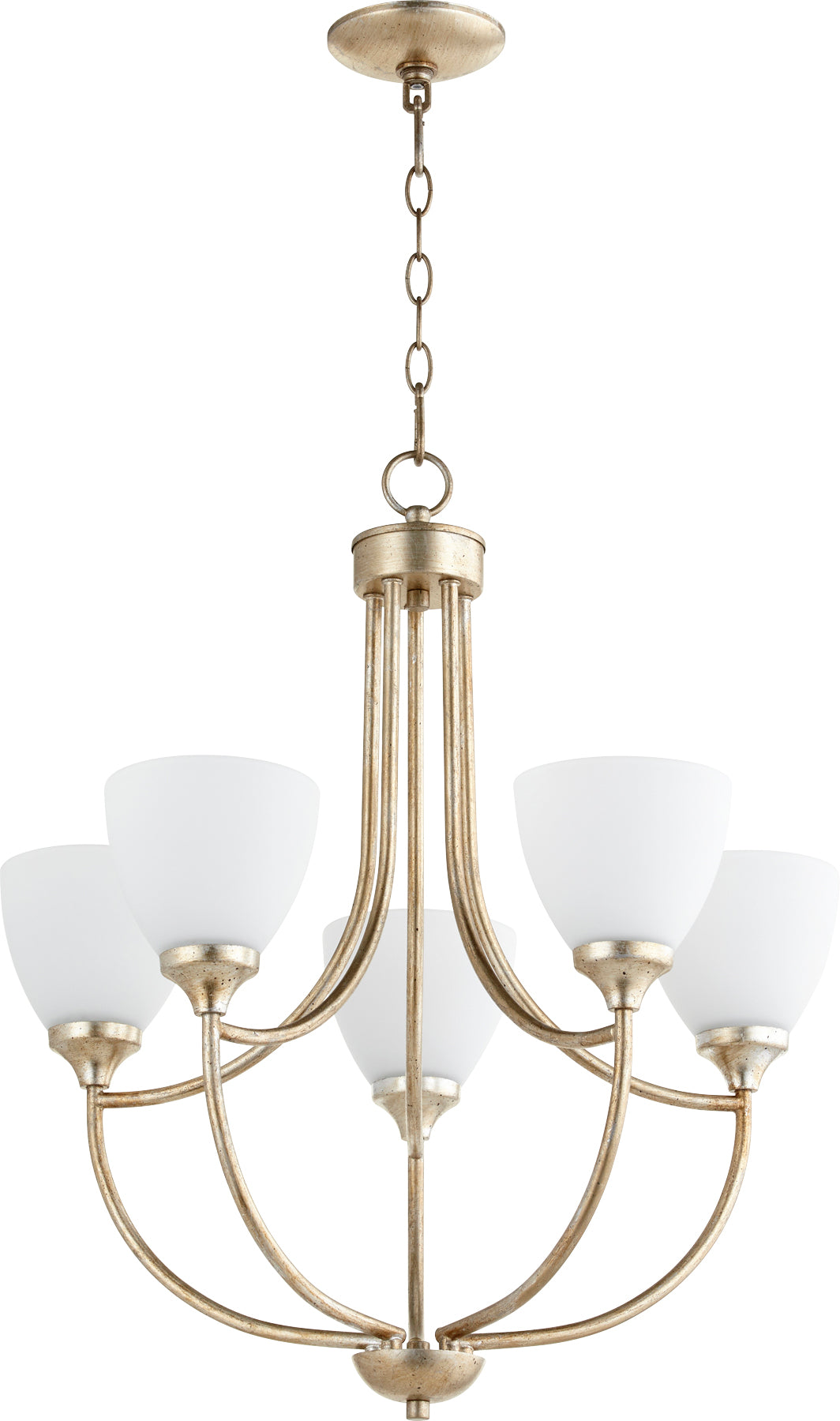 Enclave 5 Light Chandelier - Aged Silver Leaf