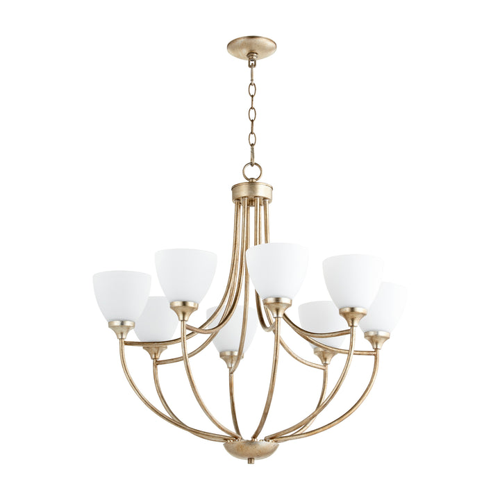 ENCLAVE 8 Light Chandelier - Aged Silver Leaf