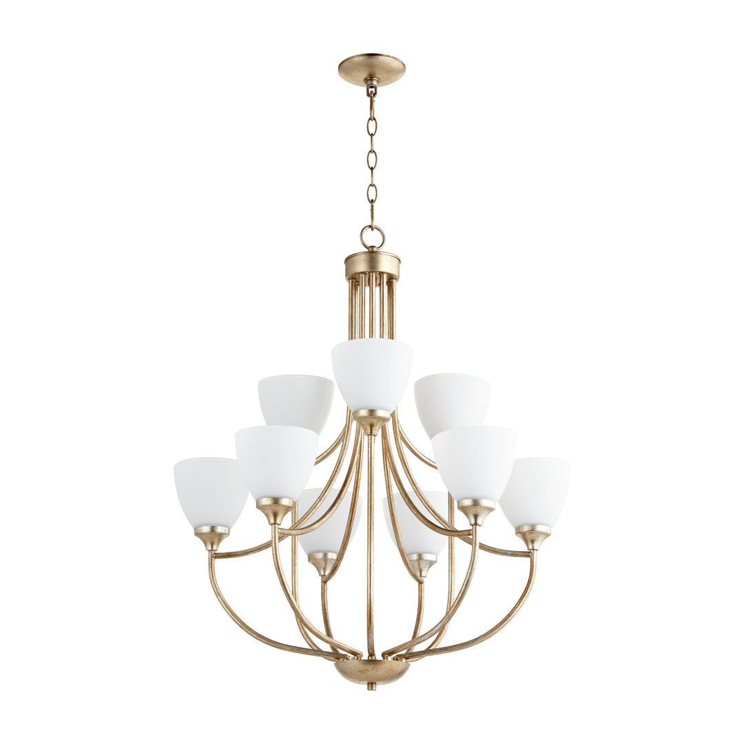 ENCLAVE 9 Light Chandelier - Aged Silver Leaf