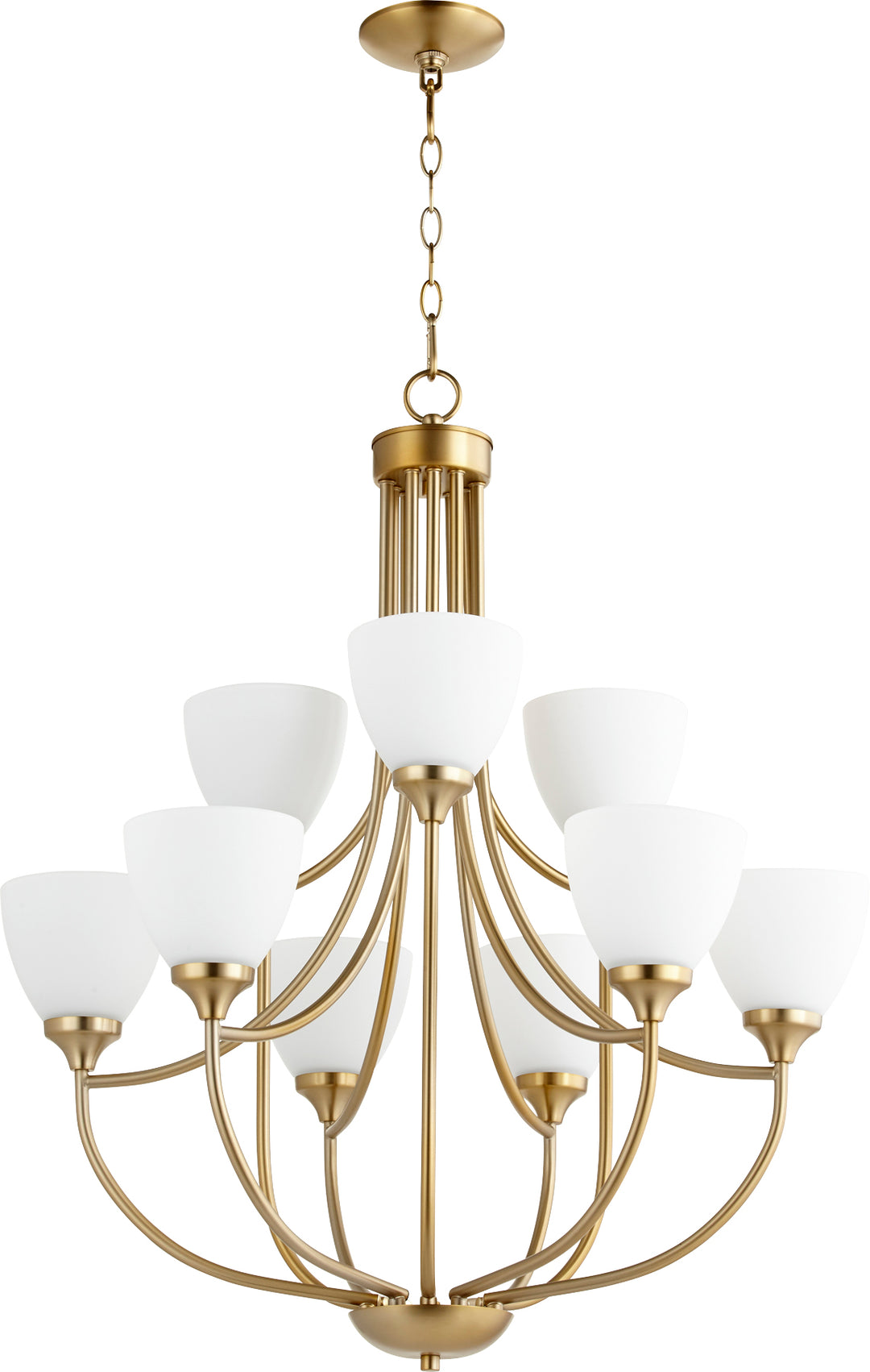 Enclave 9 Light Chandelier - Aged Brass