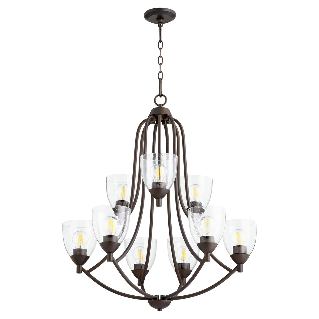 BARKLEY Clear Seededed Chandelier - Oiled Bronze