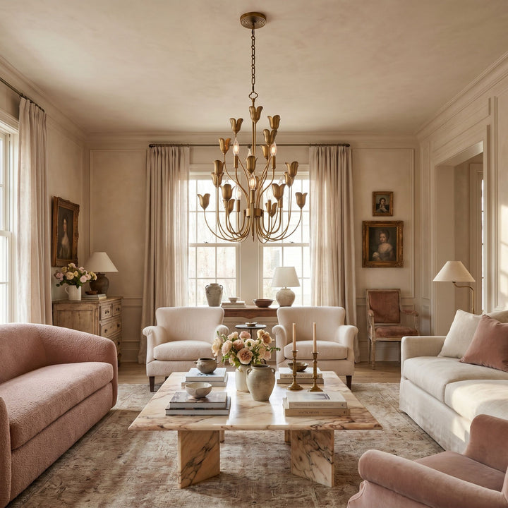 LILLET 8 Light Chandelier - Brushed Brass