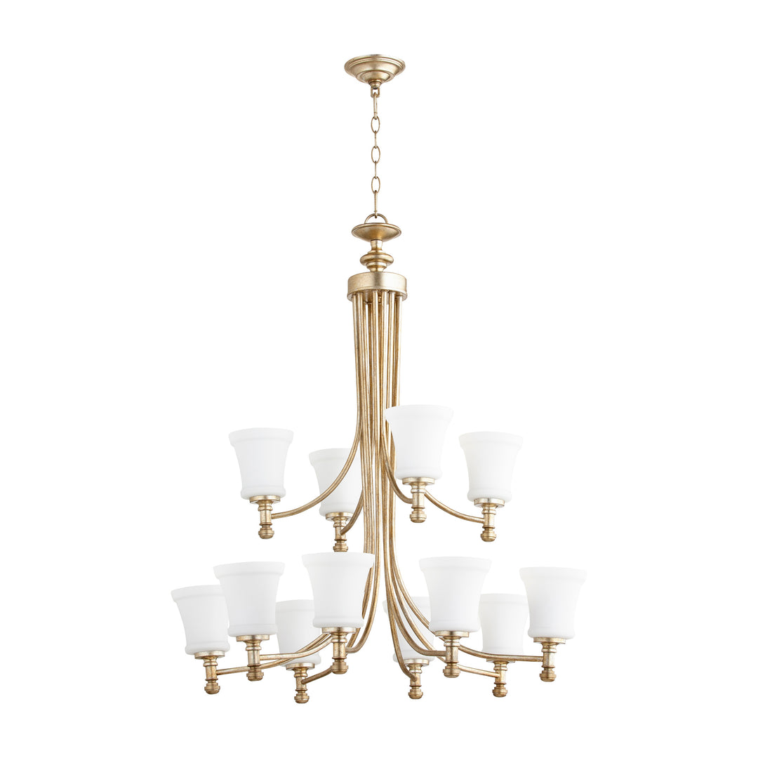 ROSSINGTON 12 Light Chandelier - Aged Silver Leaf