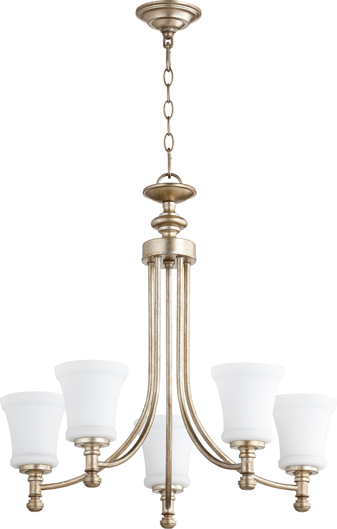 Rossington 5 Light Chandelier - Aged Silver Leaf