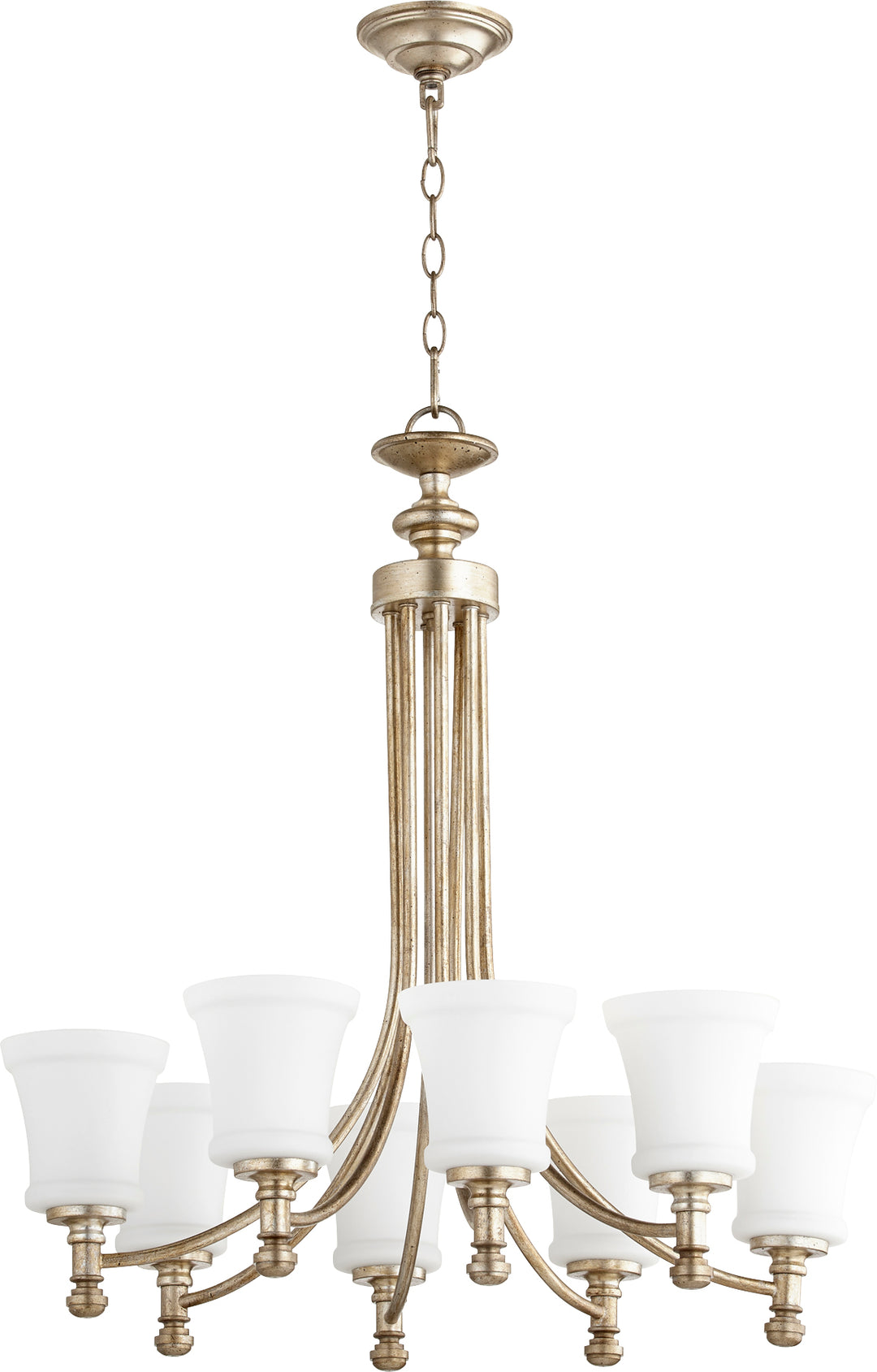 Rossington 8 Light Chandelier - Aged Silver Leaf