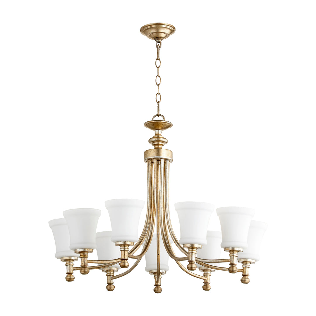 ROSSINGTON 9 Light Chandelier - Aged Silver Leaf