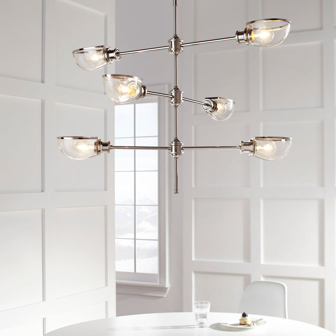 MENLO 6 Light Chandelier - Polished Nickel