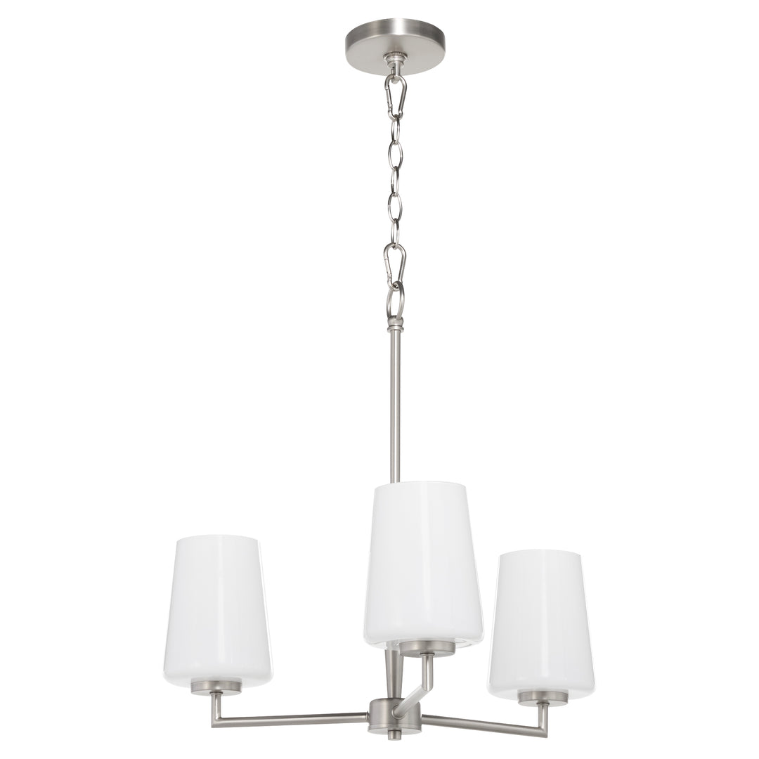 Goodwin 3 Light Chandelier W/ Opal - Satin Nickel