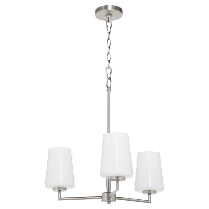 Goodwin 3 Light Chandelier W/ Opal - Satin Nickel