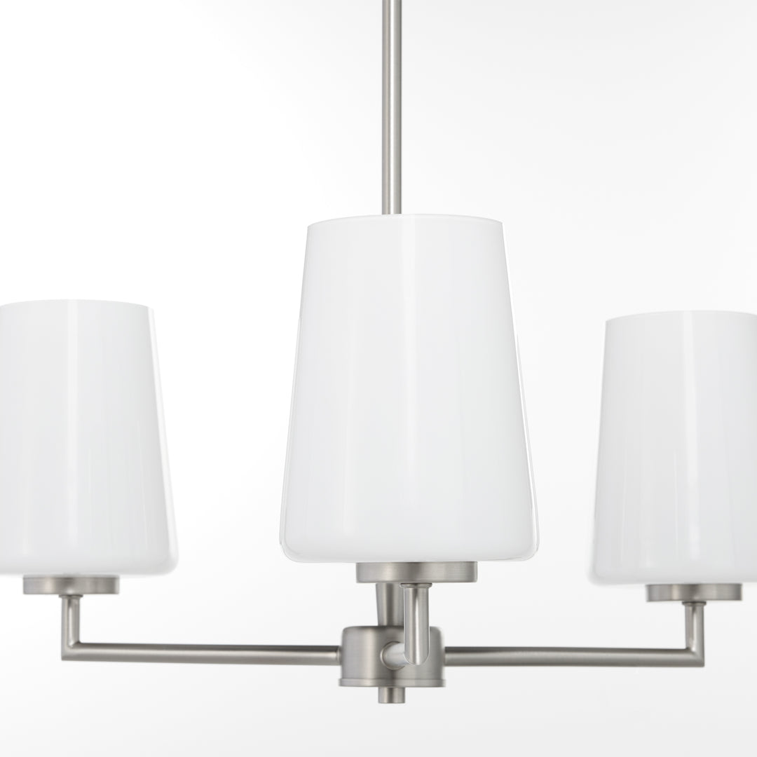 Goodwin 3 Light Chandelier W/ Opal - Satin Nickel