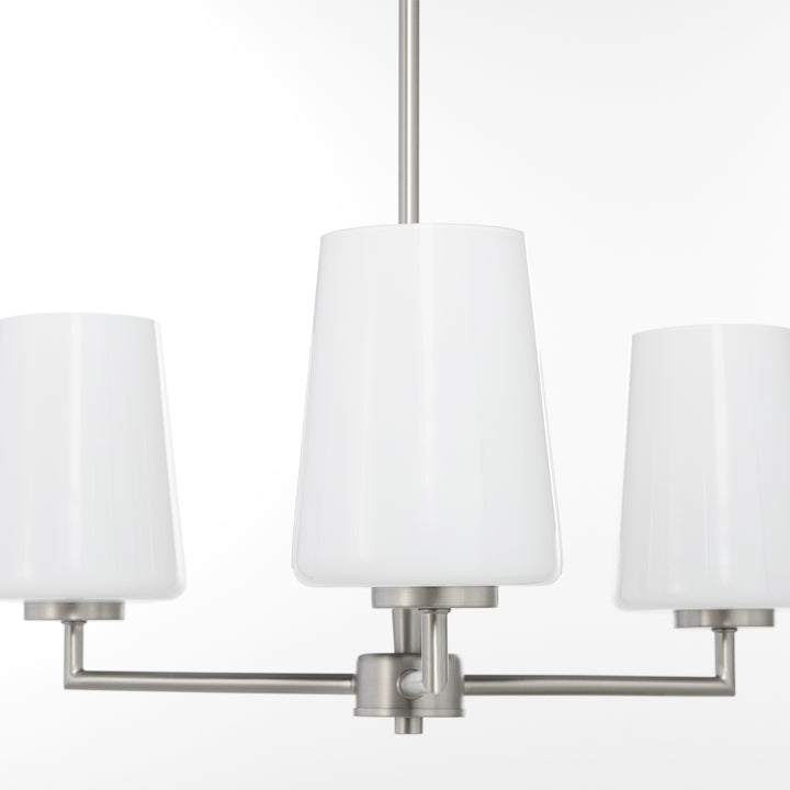 Goodwin 3 Light Chandelier W/ Opal - Satin Nickel