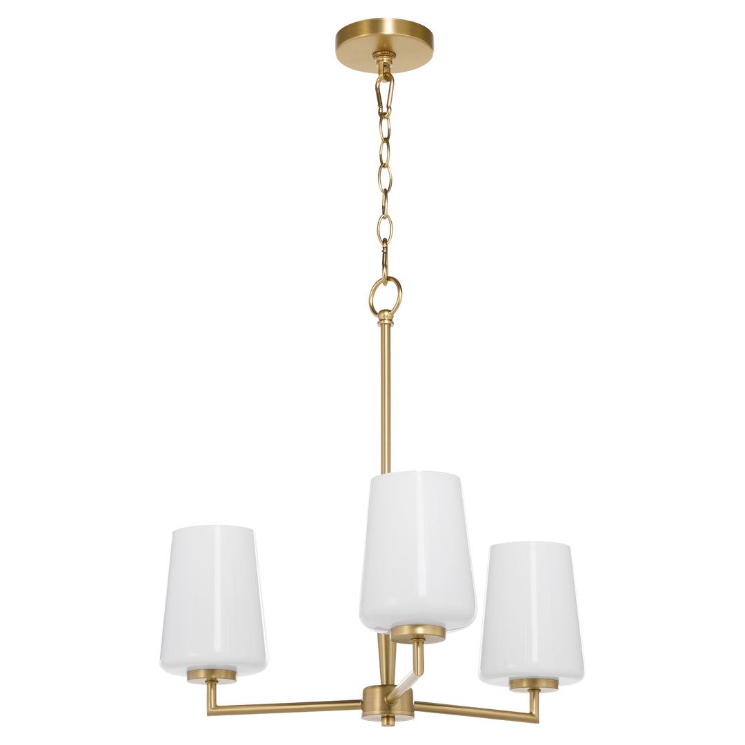 Goodwin 3 Light Chandelier W/ Opal - Aged Brass