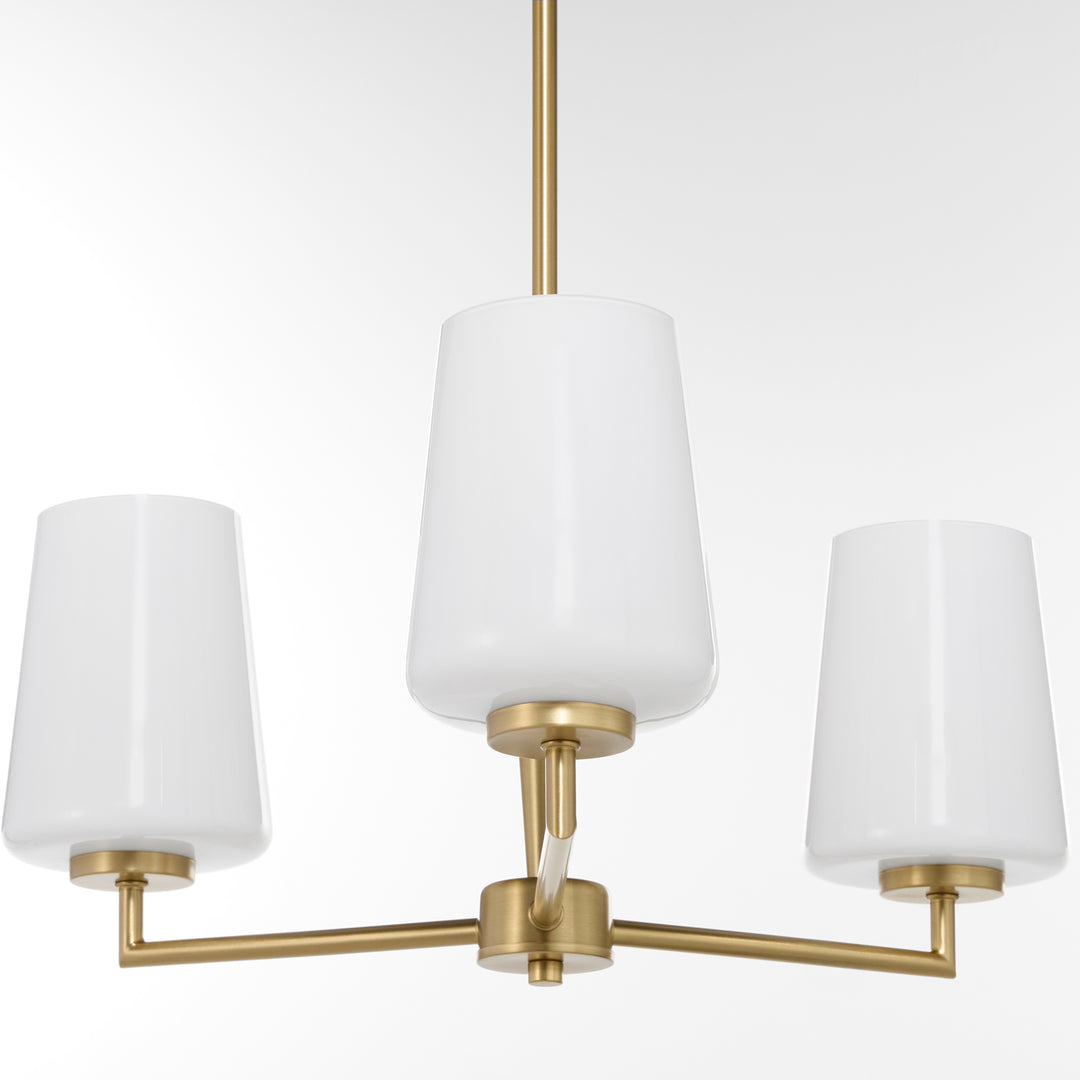 Goodwin 3 Light Chandelier W/ Opal - Aged Brass