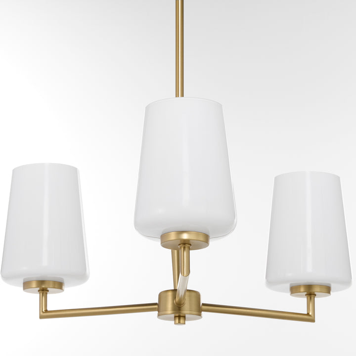 Goodwin 3 Light Chandelier W/ Opal - Aged Brass