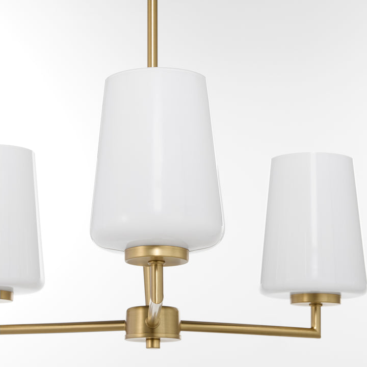 Goodwin 3 Light Chandelier W/ Opal - Aged Brass