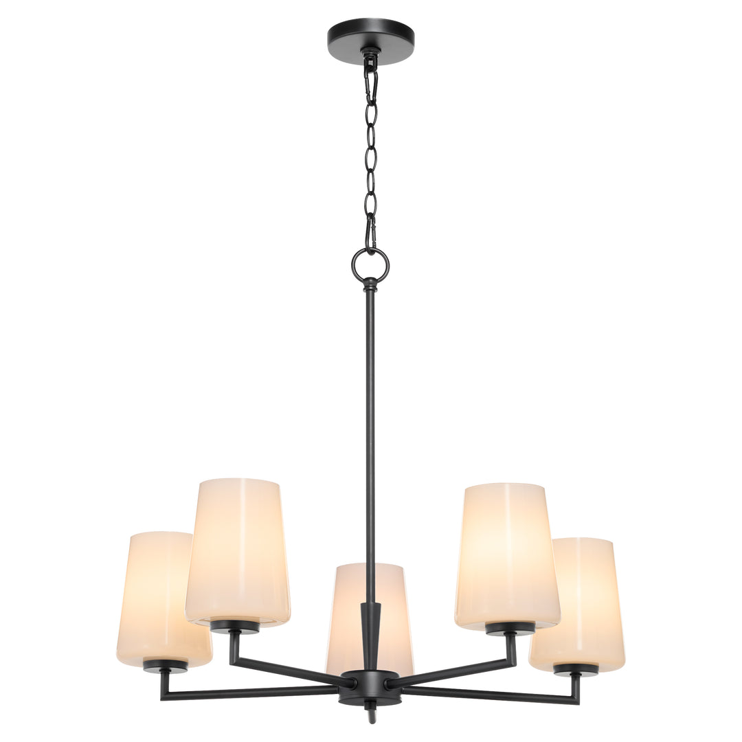 Goodwin 5 Light Chandelier W/ Opal - Matte Black