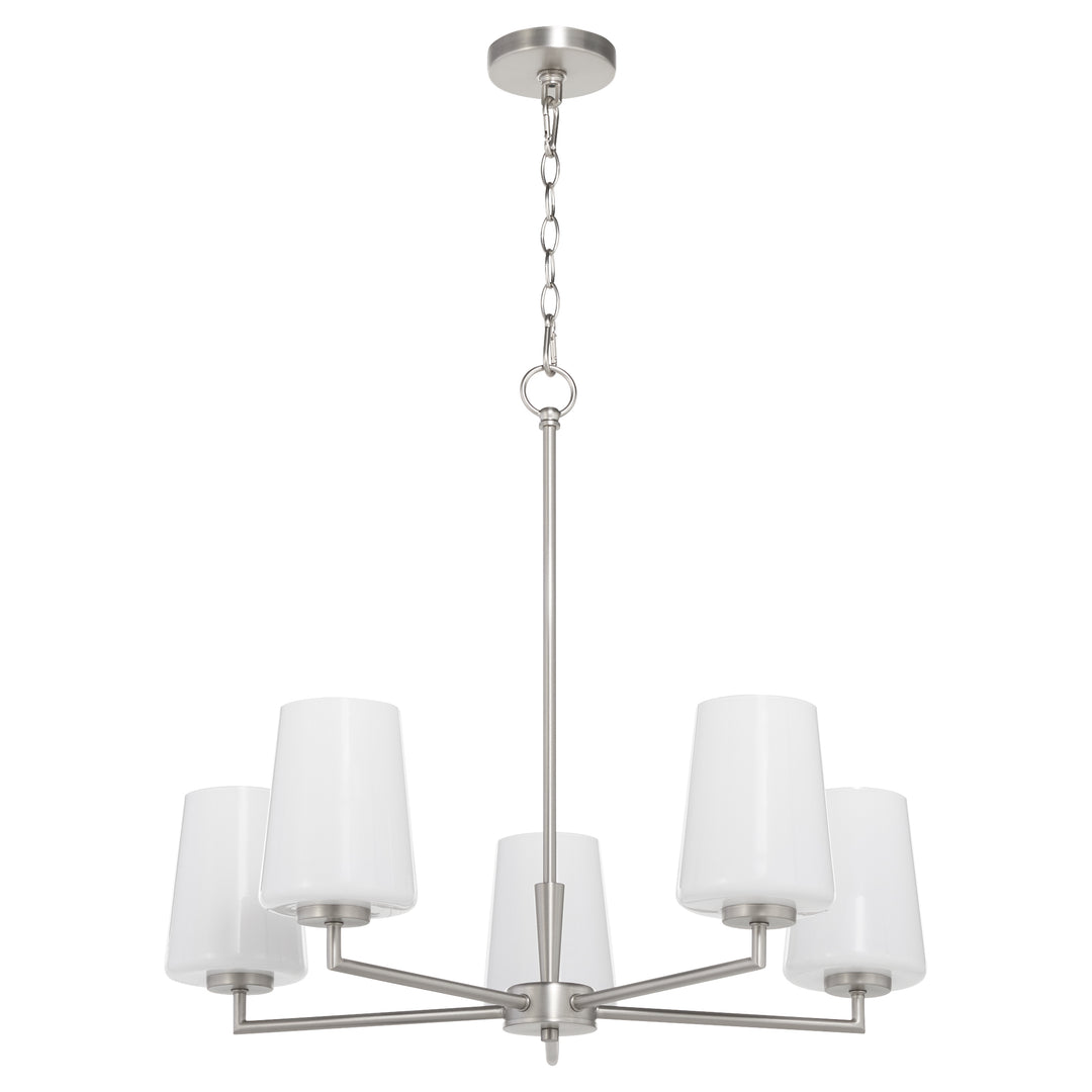 Goodwin 5 Light Chandelier W/ Opal - Satin Nickel