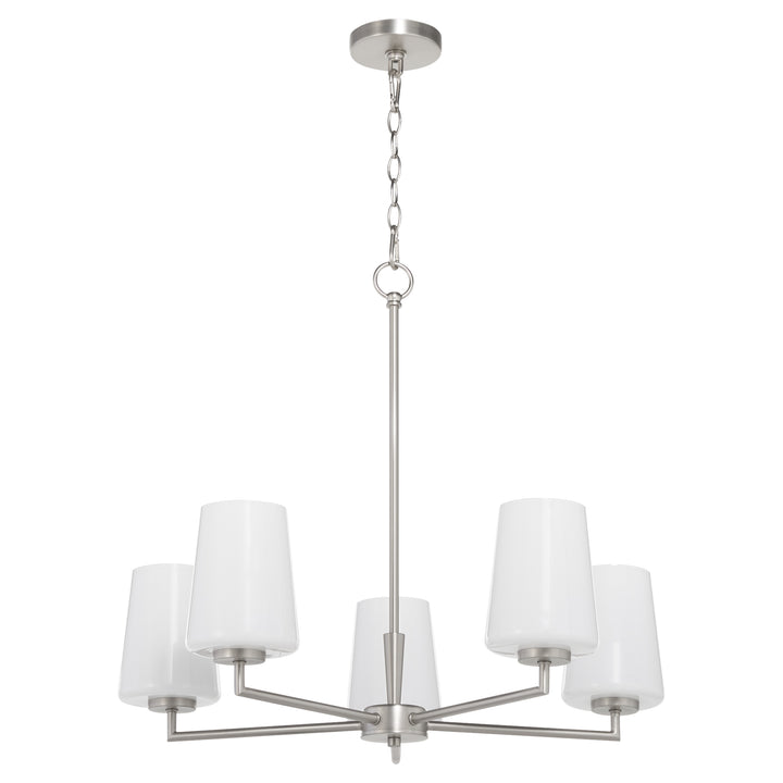 Goodwin 5 Light Chandelier W/ Opal - Satin Nickel