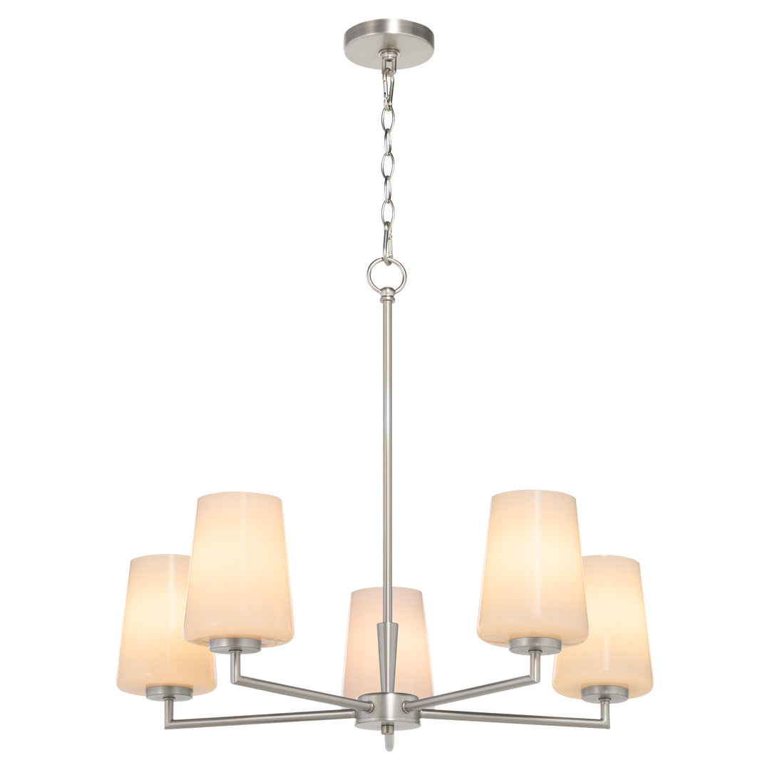 Goodwin 5 Light Chandelier W/ Opal - Satin Nickel