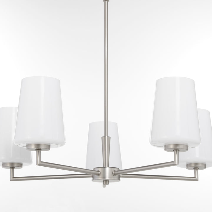 Goodwin 5 Light Chandelier W/ Opal - Satin Nickel