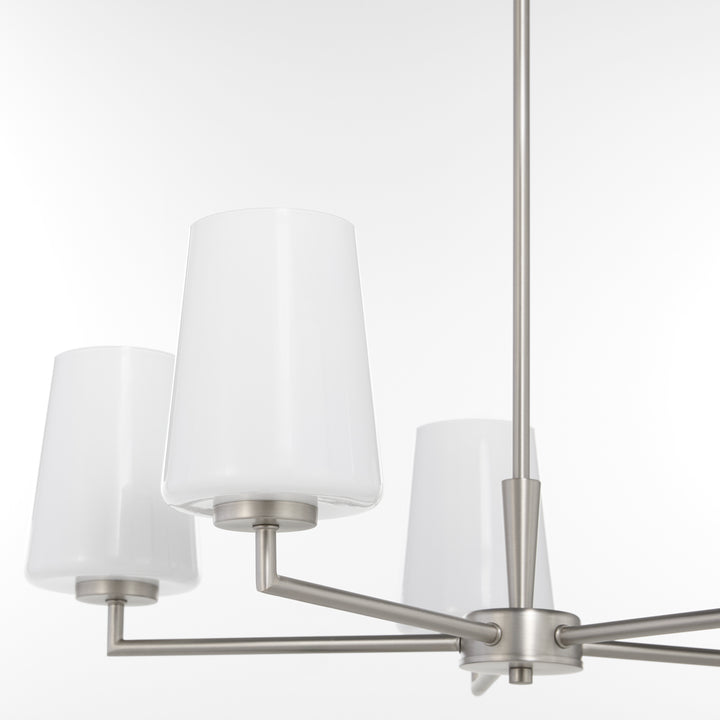 Goodwin 5 Light Chandelier W/ Opal - Satin Nickel