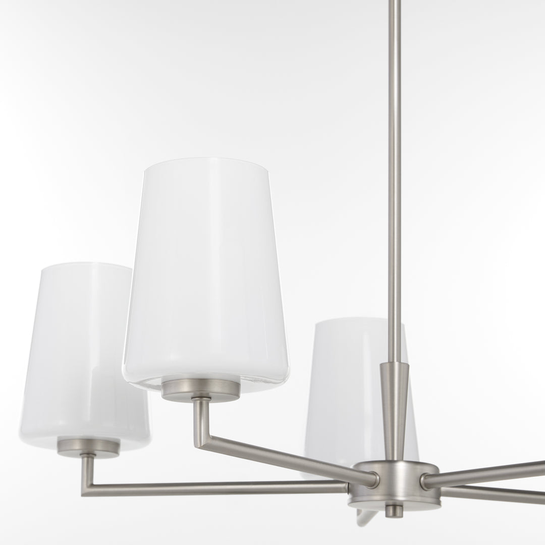 Goodwin 5 Light Chandelier W/ Opal - Satin Nickel