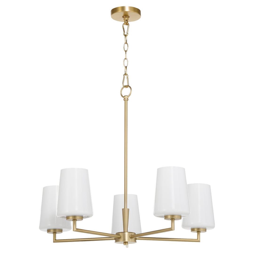 Goodwin 5 Light Chandelier W/ Opal - Aged Brass