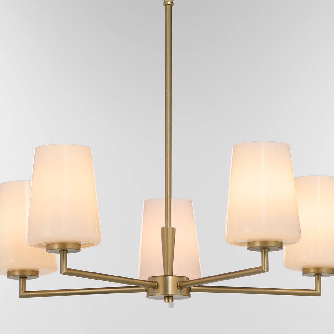 Goodwin 5 Light Chandelier W/ Opal - Aged Brass