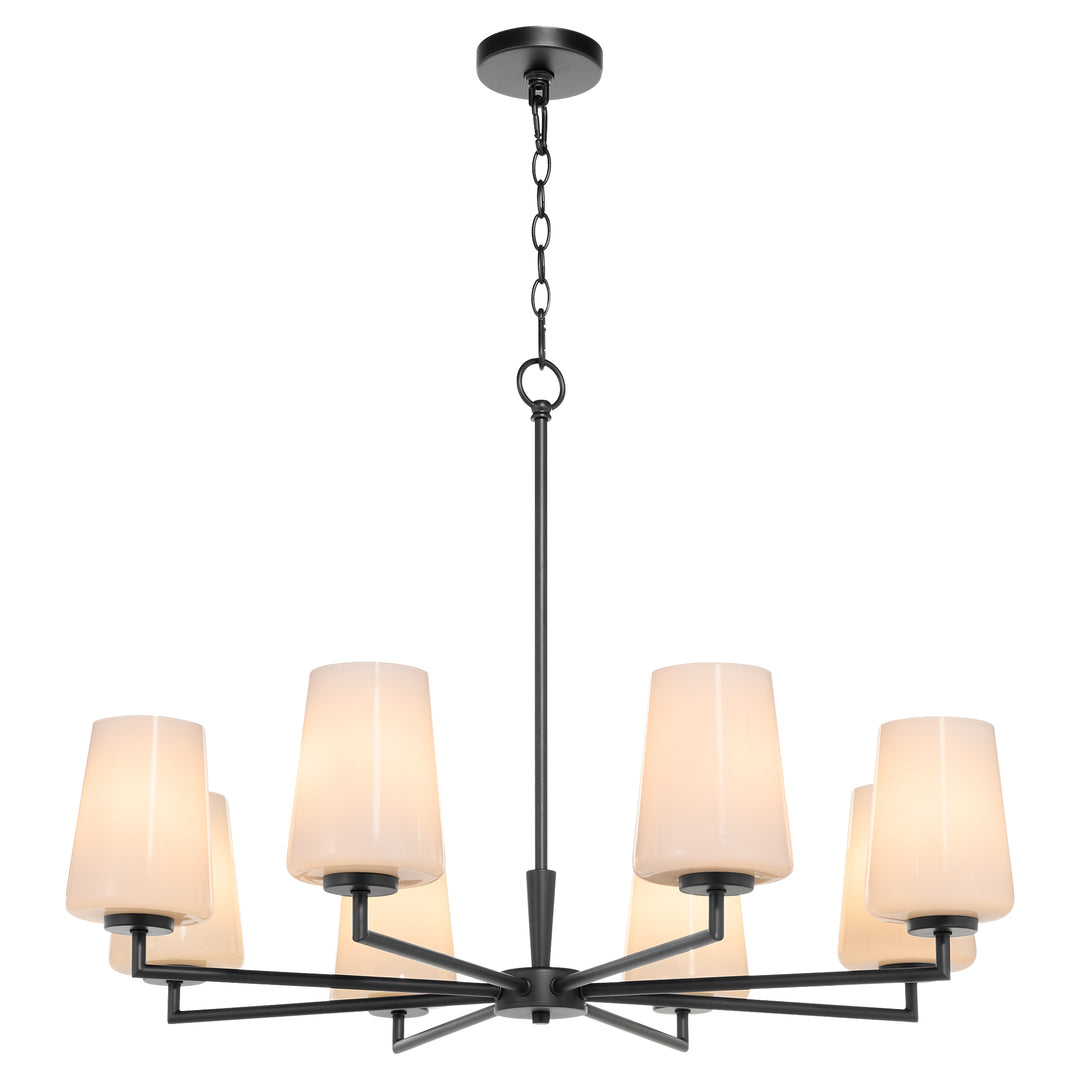 Goodwin 8 Light Chandelier W/ Opal - Matte Black