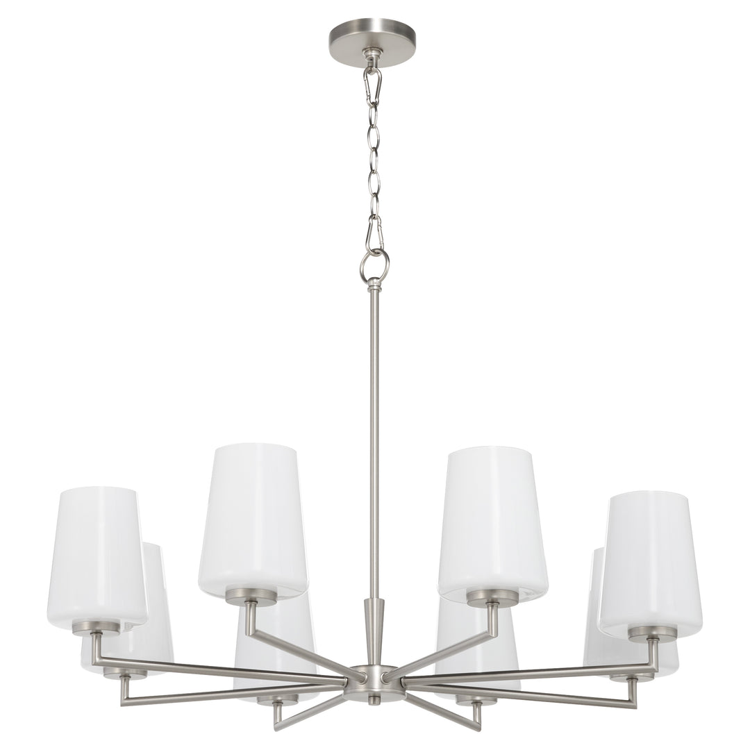 Goodwin 8 Light Chandelier W/ Opal - Satin Nickel