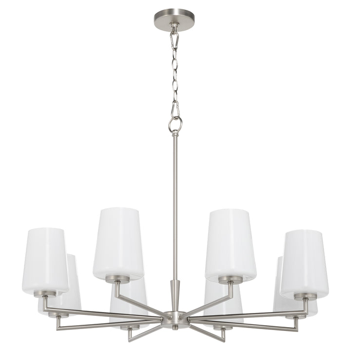 Goodwin 8 Light Chandelier W/ Opal - Satin Nickel
