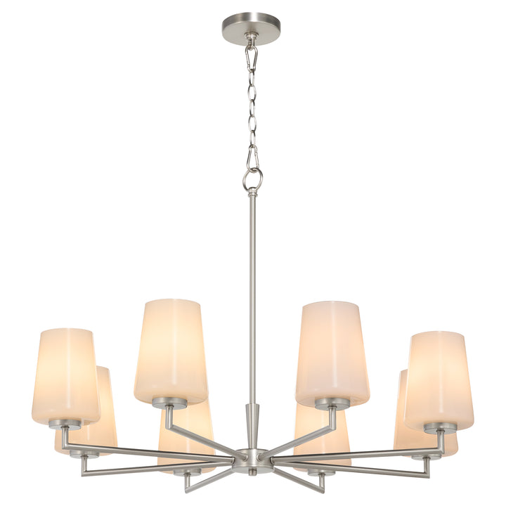 Goodwin 8 Light Chandelier W/ Opal - Satin Nickel
