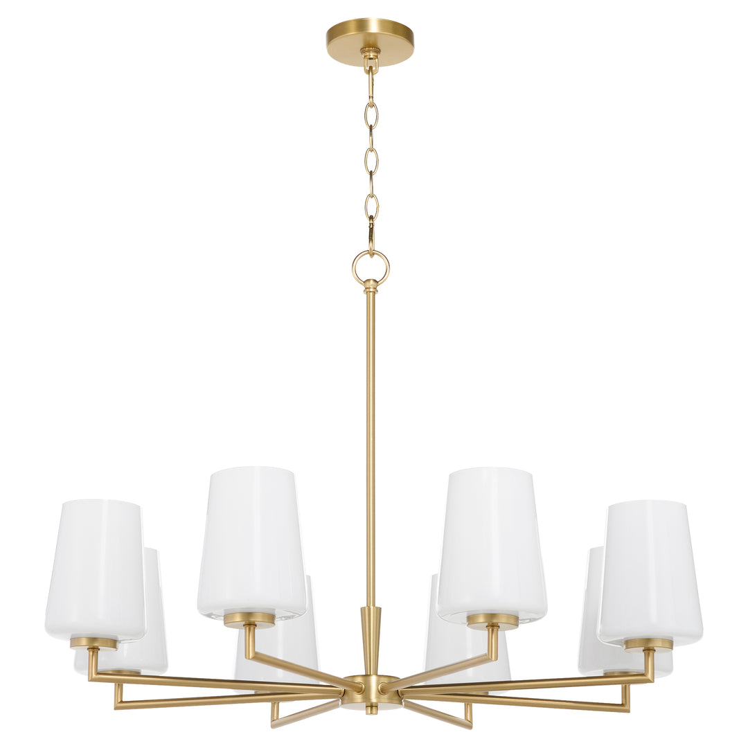 Goodwin 8 Light Chandelier W/ Opal - Aged Brass