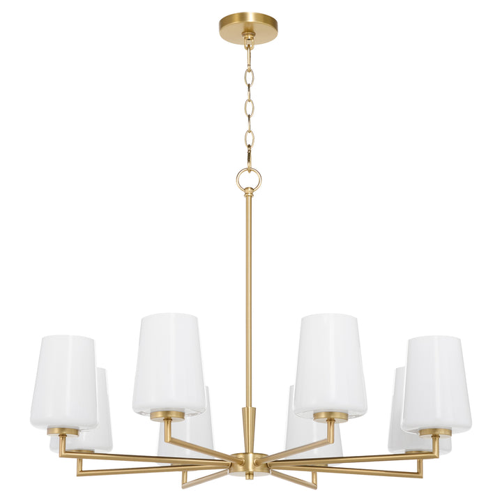 Goodwin 8 Light Chandelier W/ Opal - Aged Brass