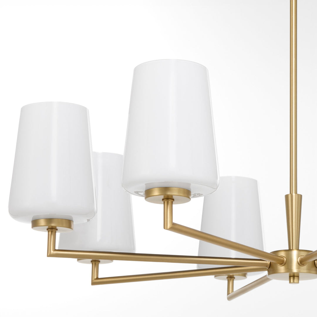 Goodwin 8 Light Chandelier W/ Opal - Aged Brass