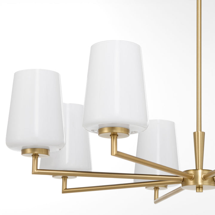 Goodwin 8 Light Chandelier W/ Opal - Aged Brass