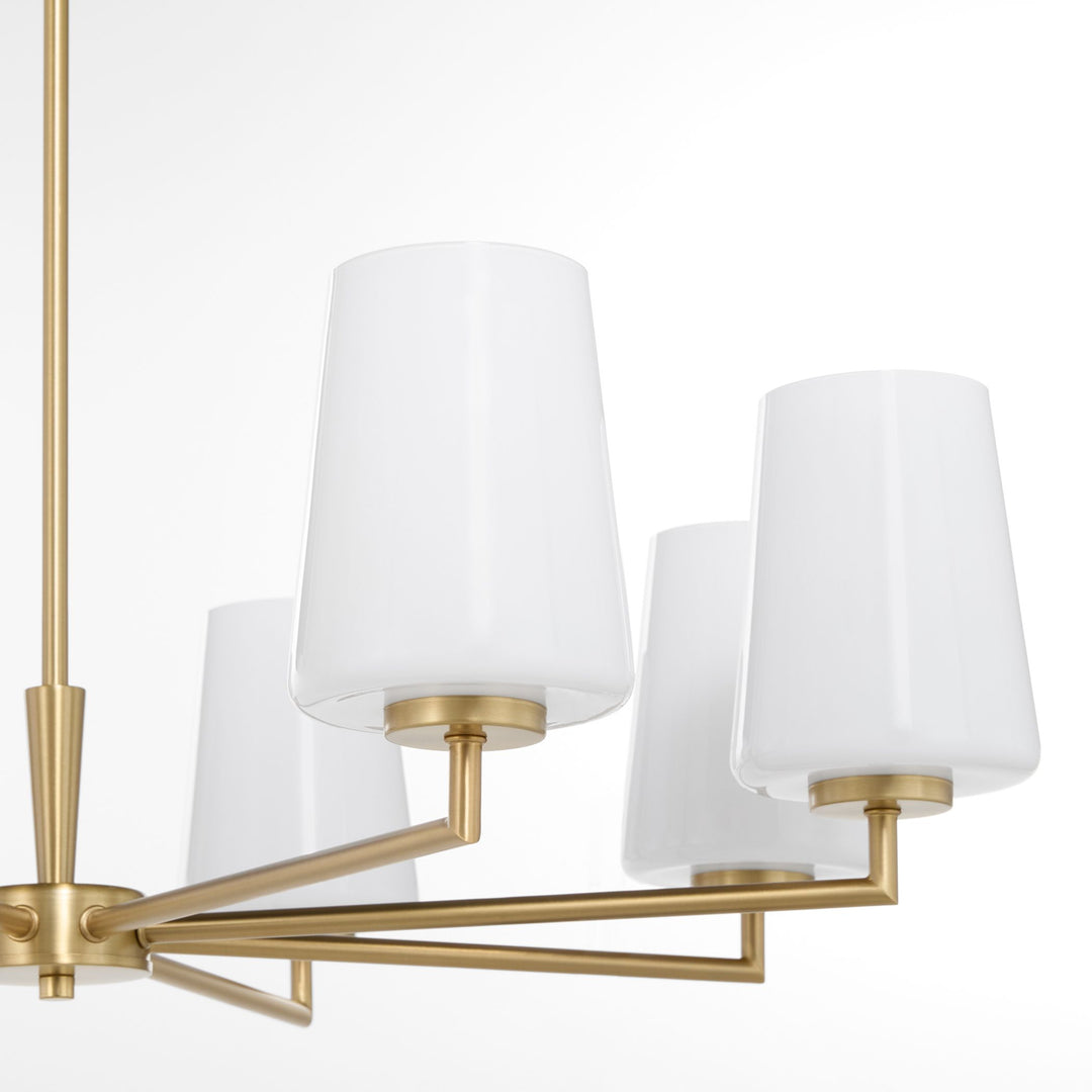 Goodwin 8 Light Chandelier W/ Opal - Aged Brass