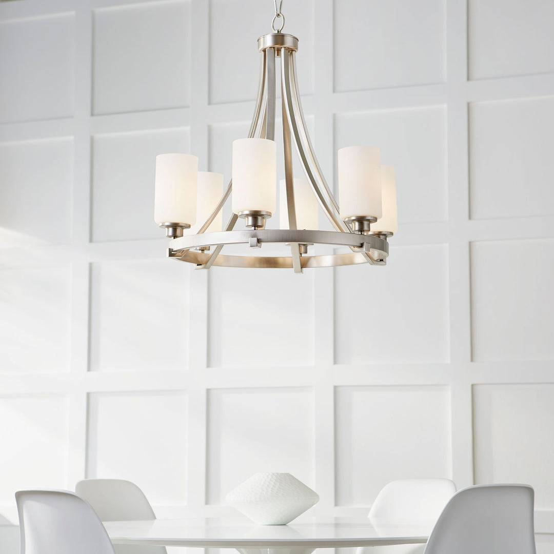 LANCASTER 6 Light Chandelier - Satin Nickel