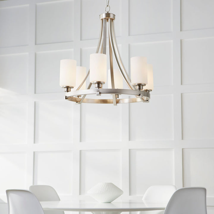 LANCASTER 6 Light Chandelier - Satin Nickel
