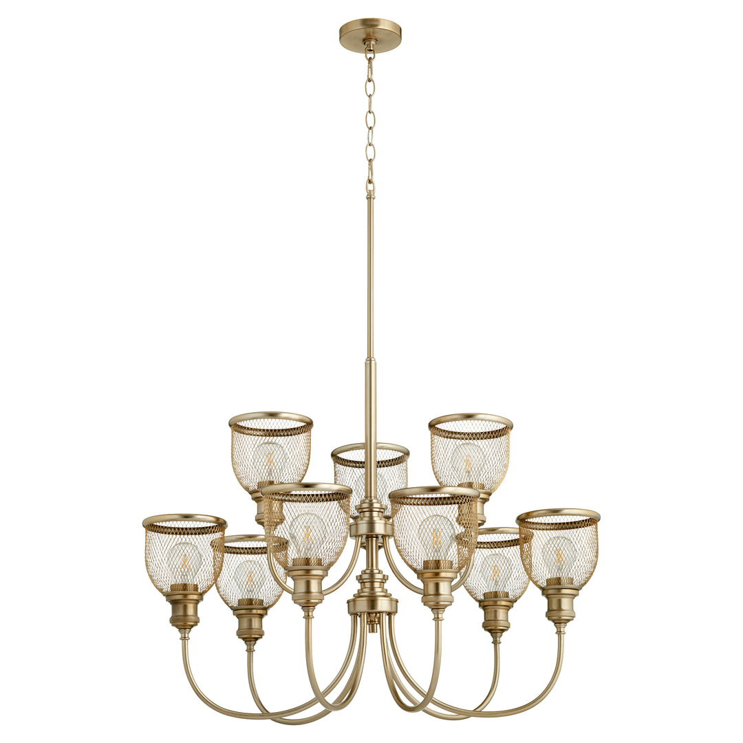 OMNI 9 Light Chandelier - Aged Brass